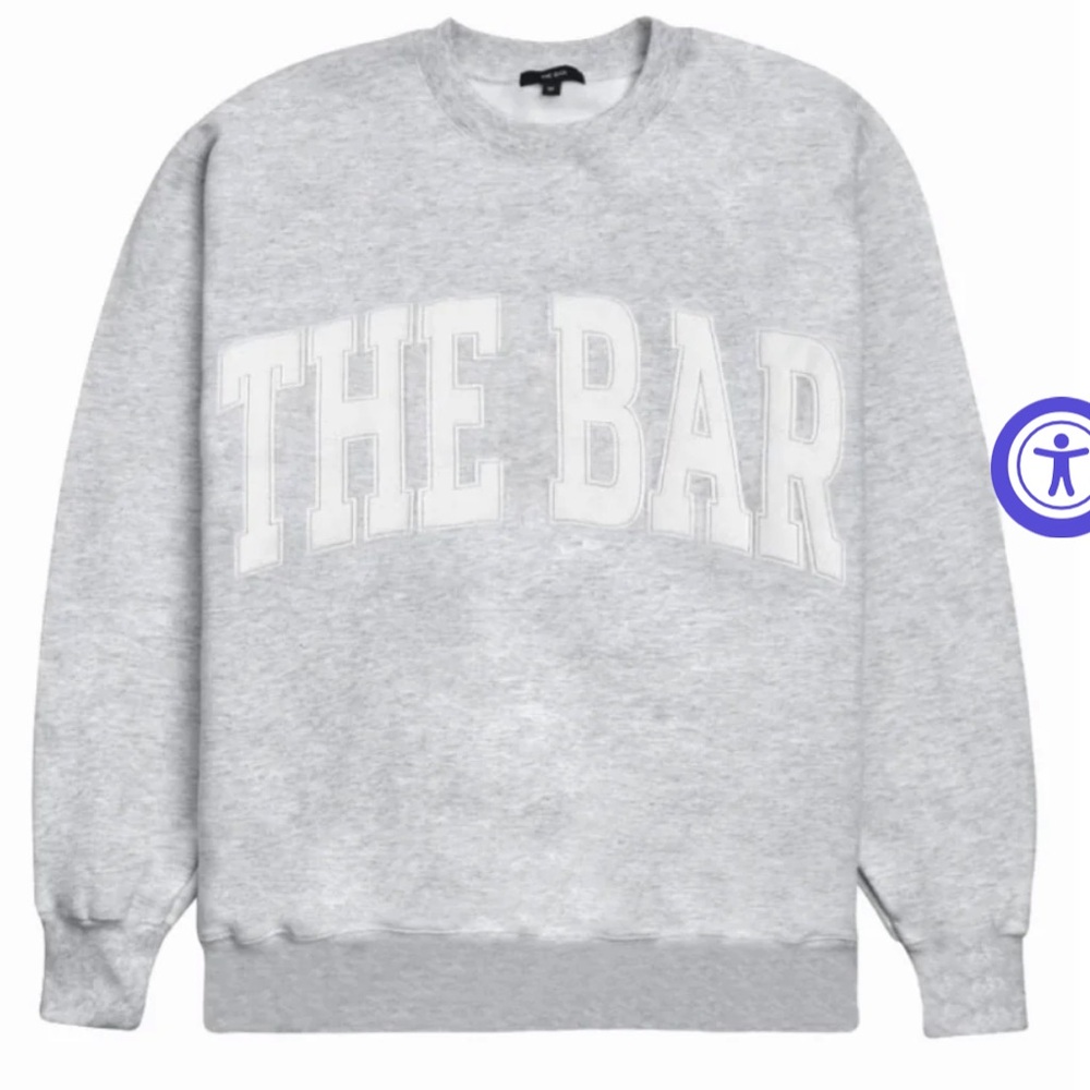 GUC The Bar Varsity Sweatshirt in Light Grey Heather with White Letters